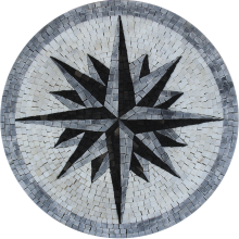 Round Nautical Compass Star Floor Mosaic