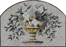Flower Bouquet Vase Arched Mosaic Art