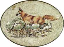 Oval Fox Mosaic Mural