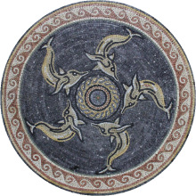 Dancing Dolphins Round Medallion Mosaic