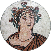 Round Greco Roman Emperor Mosaic Portrait