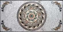 Marble Floor Medallion in Rectangle with Fish Mosaic