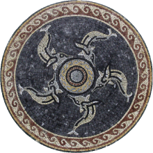 Dolphins Swimming in Circle Medallion  Mosaic
