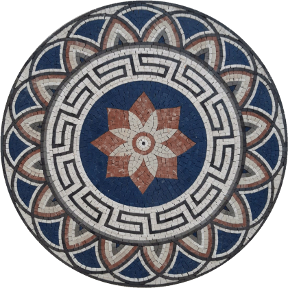 Greco Roman Royal Blue Round Medallion