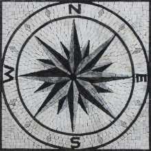 Greyscale Mosaic Compass Square Tile