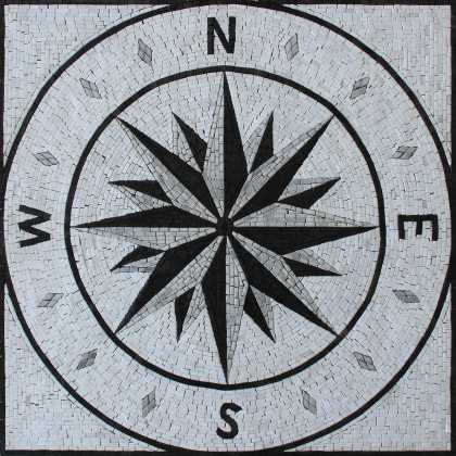 Greyscale Mosaic Compass Square Tile
