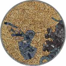 Hummingbird and Flowers Round Tile  Mosaic