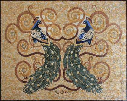 Two Peacocks Luxury Mosaic Art