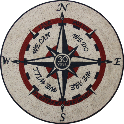 Modern Nautical Compass Floor Mosaic Decor