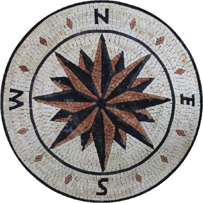 MD469 brick & black compass nautical star Mosaic