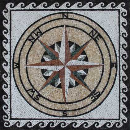 Mosaic Nautical Floor Tile Compass