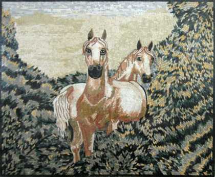 Mosaic Horses Wall Tile Art