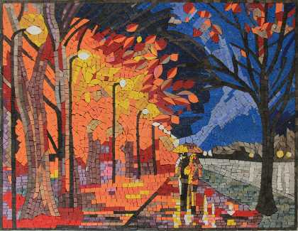 A Walk by The Park Mosaic Painting Art