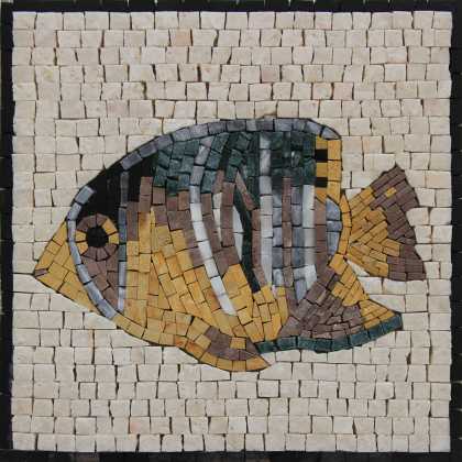 Square Mosaic Fish Tile Decoration