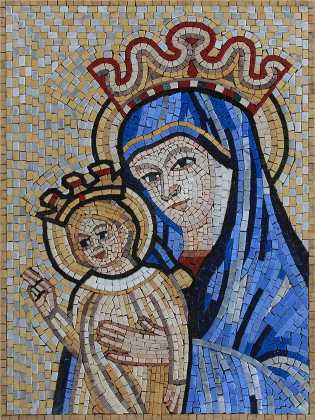 Mother Mary and Baby Jesus Mosaic Icon