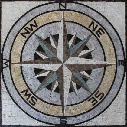 Square Nautical Compass Mosaic