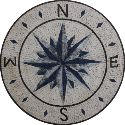 Navy Nautical Mosaic Compass