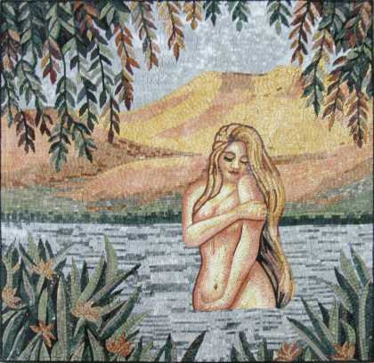 Sensual Art Bathing in the Lake Mosaic