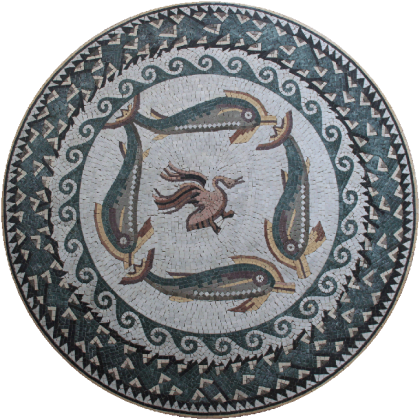 Polished Majestic Dolphins Round  Mosaic