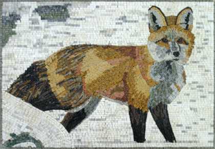 Red Fox in Snow Mosaic Mural