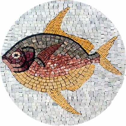 Round Mosaic Fish for the Pool