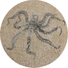 Abstract Octopus Round Bathroom Decor  Mosaic