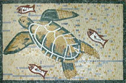 Sea Turtle and Fish Mosaic Mural