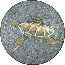 Sea Turtle Round Mosaic for the Pool