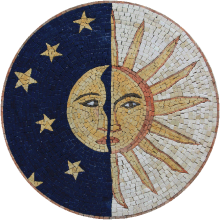 Sun Moon Blue Night Sky Mosaic