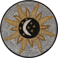 Round Accent Sun Moon and Stars Mosaic