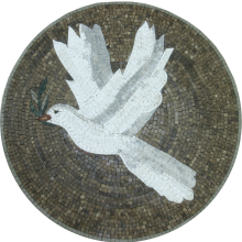 White Dove Round Mosaic Art