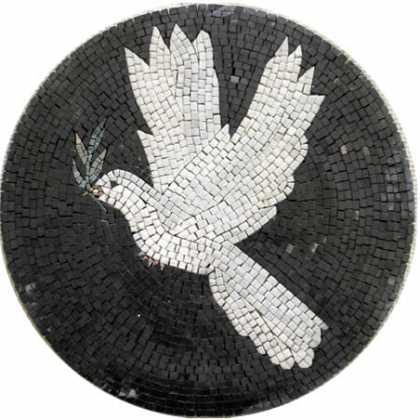 White dove on black background Mosaic