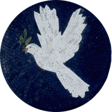 White Dove Round Mosaic Accent