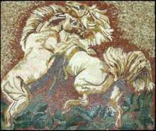White Horse Fighting Mosaic Art