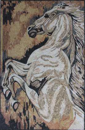 White Horse Vertical Mosaic Mural