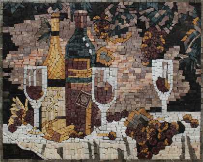 Kitchen Backsplash Romantic Wine Night Mosaic
