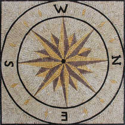 Nautical Compass Sea Navigation Decor Mosaic